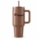 Voprel Brown Coffee Tumbler with Handle and Straw