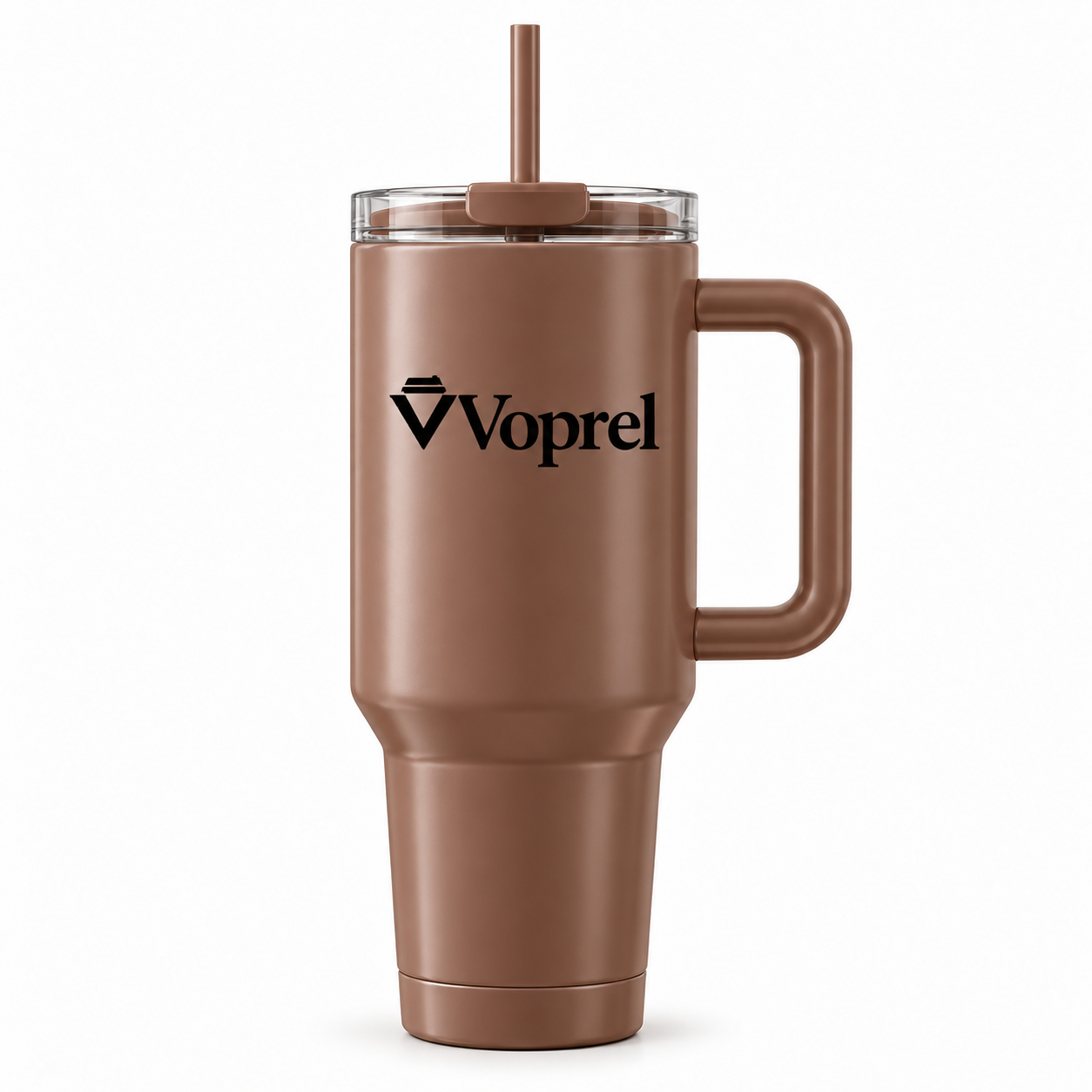 Voprel Brown Coffee Tumbler with Handle and Straw (1) Voprel Brown Coffee Tumbler with Handle and Straw