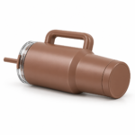 Voprel Brown Coffee Tumbler with Handle and Straw