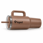 Voprel Brown Coffee Tumbler with Handle and Straw