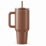 Voprel Brown Coffee Tumbler with Handle and Straw