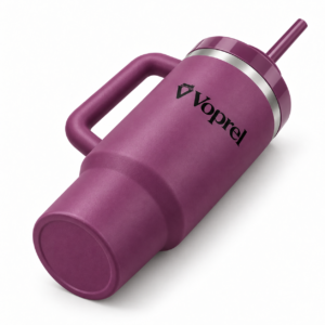 Voprel Mauve Coffee Tumbler with Handle, Lid and Straw