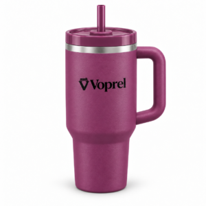 Voprel Mauve Coffee Tumbler with Handle, Lid and Straw