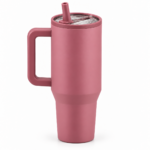 Voprel Pink Coffee Tumbler with Handle, Lid and Straw