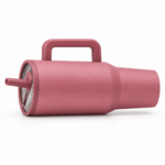 Voprel Pink Coffee Tumbler with Handle, Lid and Straw